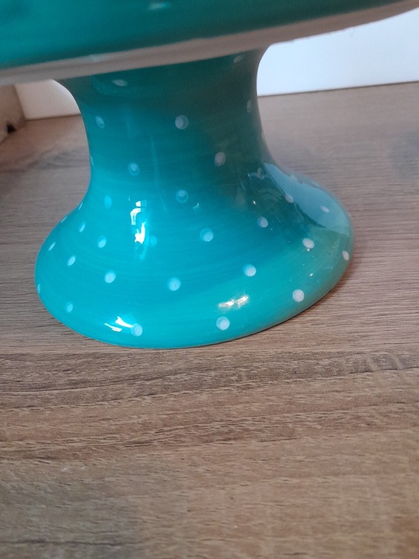 Pioneer Woman Ceramic Cake Stand & Glass Cover Polka Dots and Floral Pattern gallery