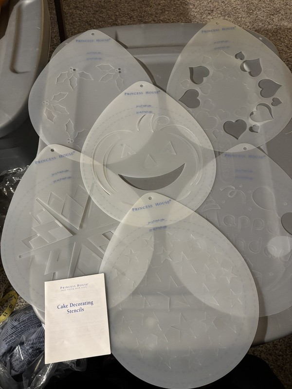 Princess House 6 Stencil Set for Cake Decorating, Vintage 2000 Unused!