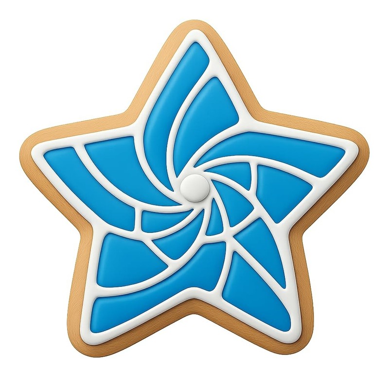 Swirled 5-Pointed Star Stained Glass Cookie Cutter & Stamp - 4x3.8 gallery