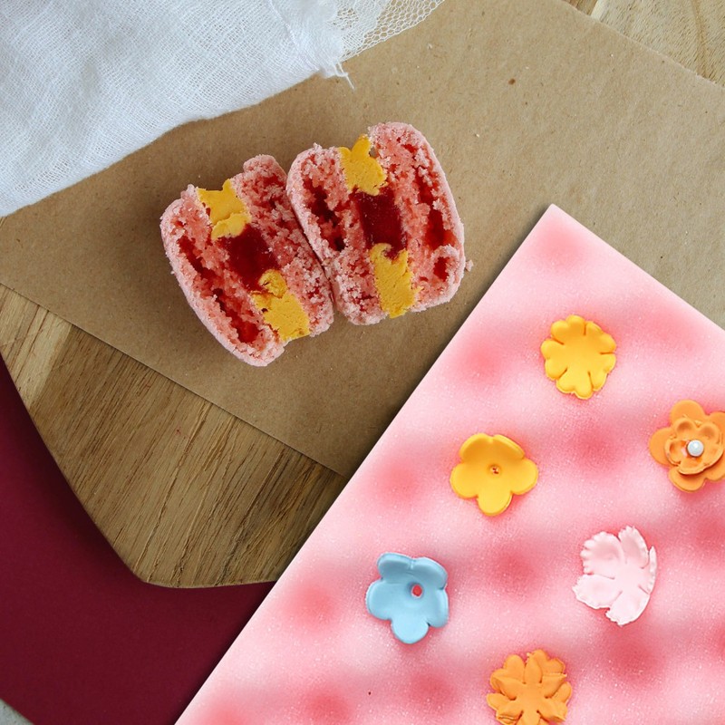 2Pcs Pink Cake Flower Sponge Mat Non Stick Flexible Fondant Pad for Baking gallery