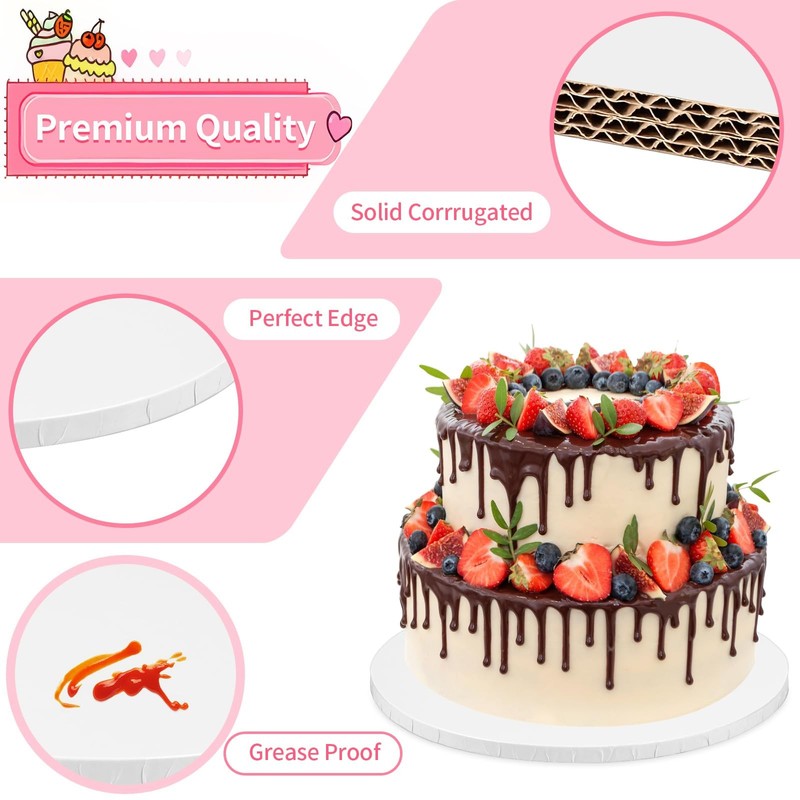 Cake Boards 14 Inch Round – 4 Pack 1/2 Inch Thick Cake Drums with Full Wrappe... gallery