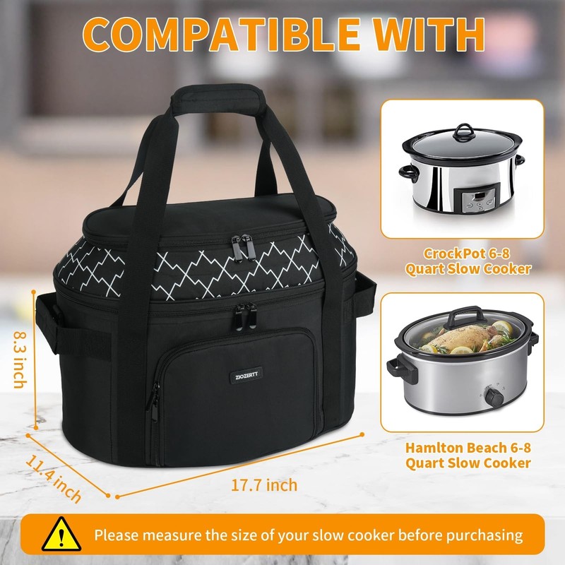 Slow Cooker Carrying Bag Compatible with 6-8 Quart CrockPot and Hamlton Beach... gallery