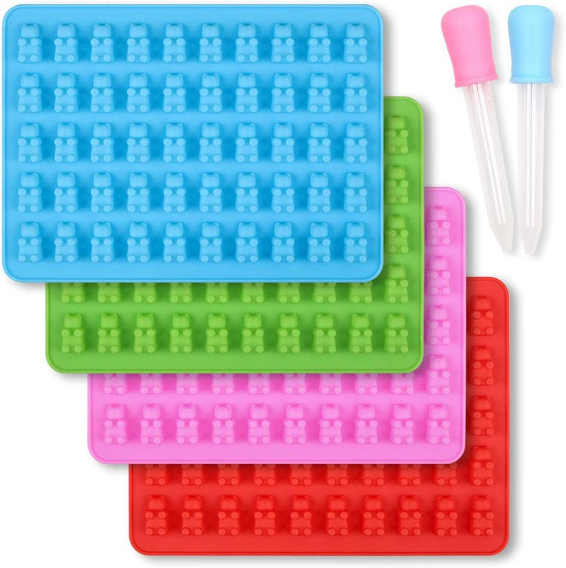 Silicone Gummy Bear Candy Molds, Set of 4 Packs Non Stick Food Grade Chocolate G