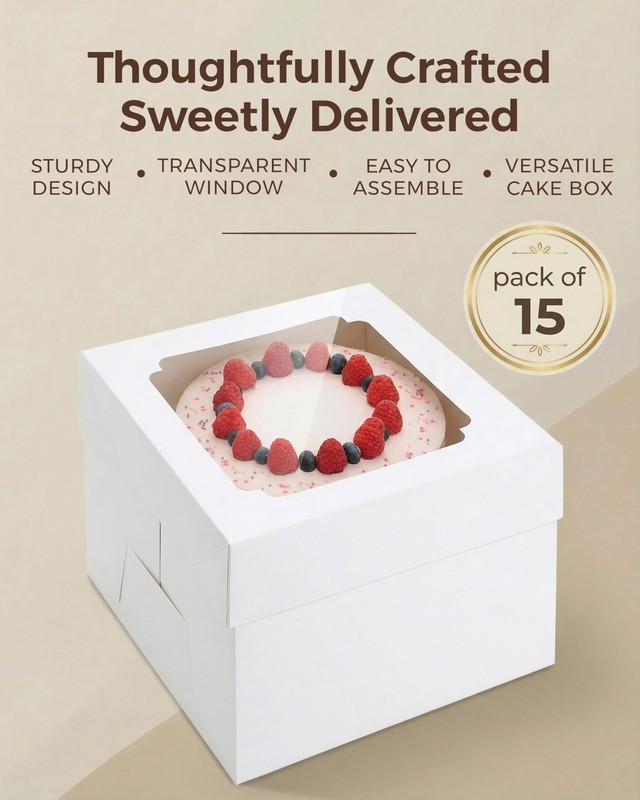 10x10x8 Bulk 15 Pcs Tall Multi-Layer Cake Boxes 10 Inch with Window Clear Bak... gallery