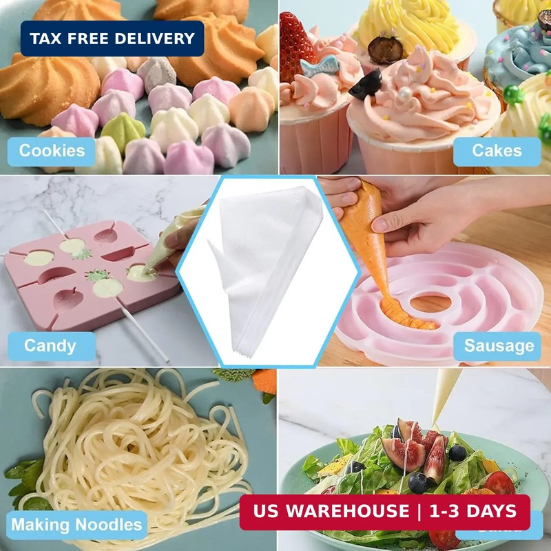 Piping Bags and Tips Set 100 Disposable Pastry Bag 7 Icing Tip Cake Decorating gallery