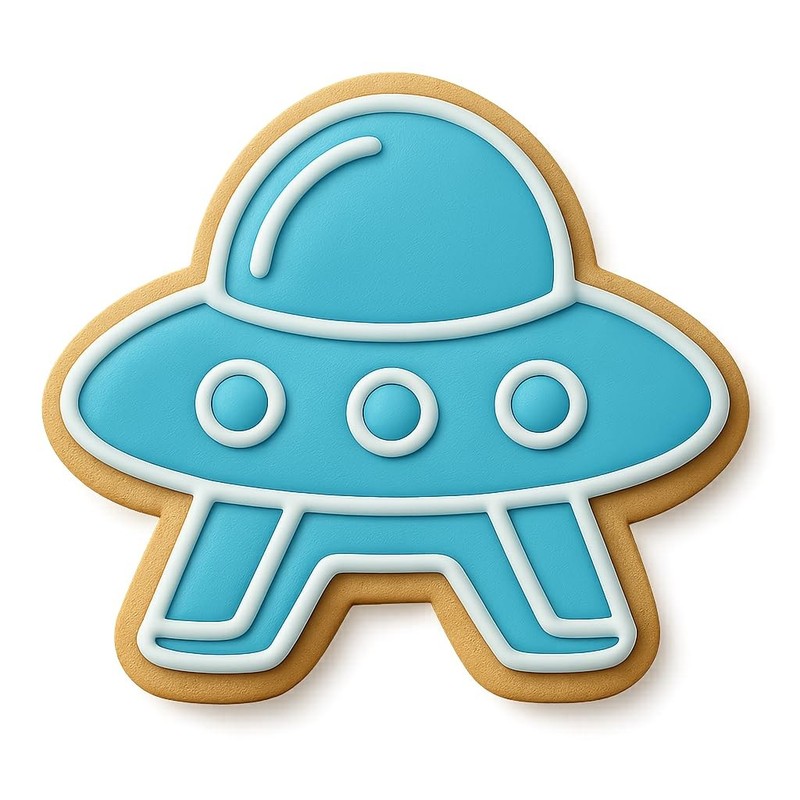 Cartoon Spaceship Cookie Cutter & Stamp – 4×3.5
