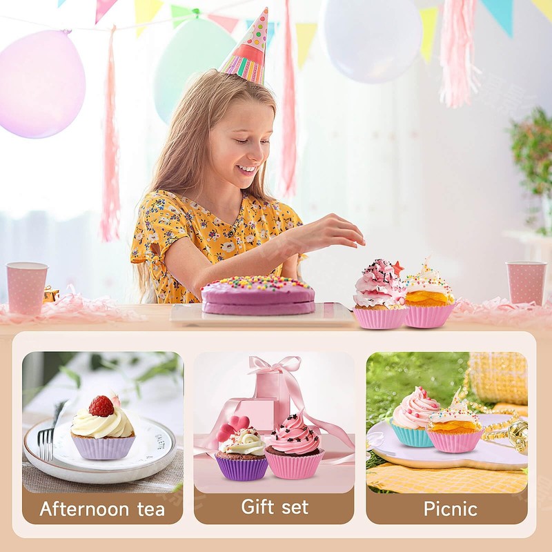 Mini Cupcake Liners Muffin Wrappers Rainbow Bright Baking Cups Paper, 400 Pack gallery