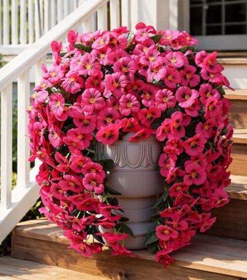 Artificial Flowers for Outdoors, 2pcs Faux Silk Pansies Flowers UV 2 Pcs Rose