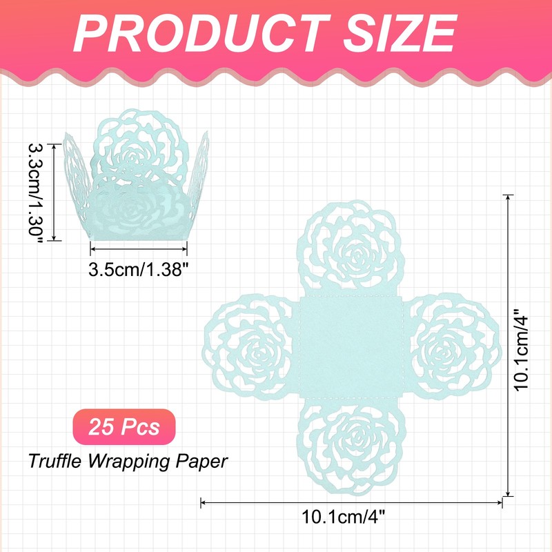 25 PCS Truffle Wrapper 4 Inch Square Cupcake Liner Baking Paper Light Blue gallery