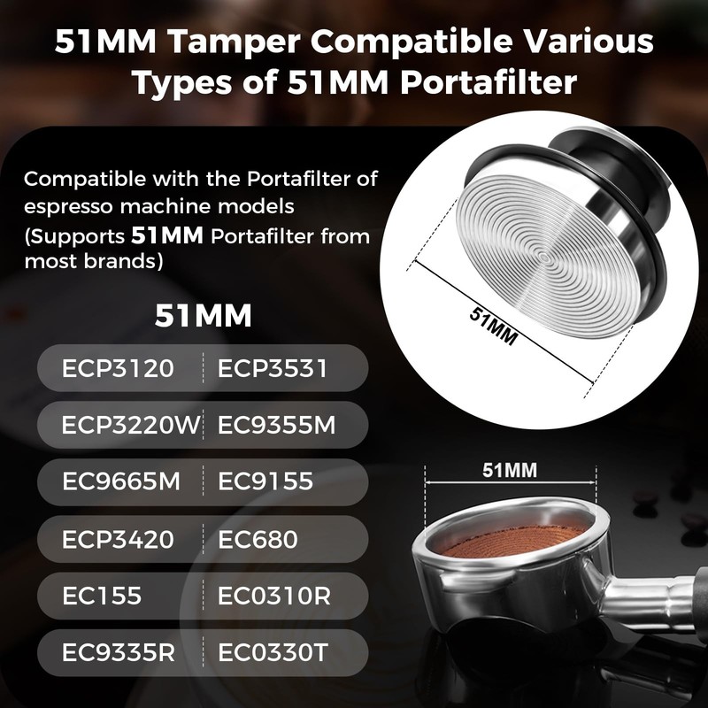 IKAPE 51mm Espresso Tamper Kit 4 in 1 Black, Complete Portafilter 51MM, Black gallery
