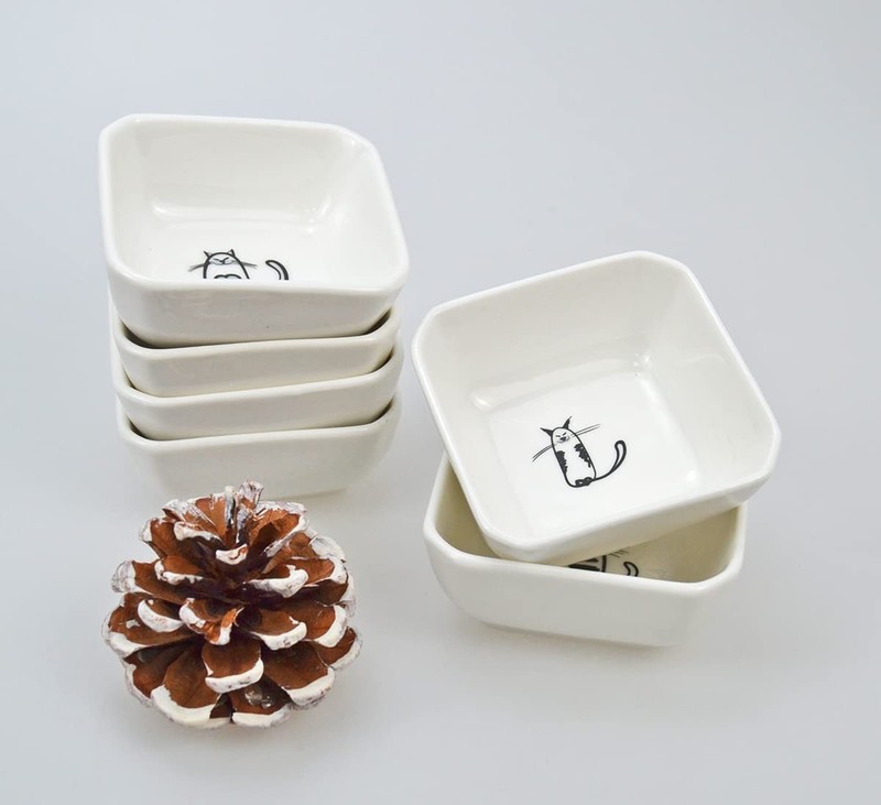 SOCOSY Super Cute Cat Ceramic Sauce 3 * 3 * 1.4 inches, Cat-Rectangle gallery