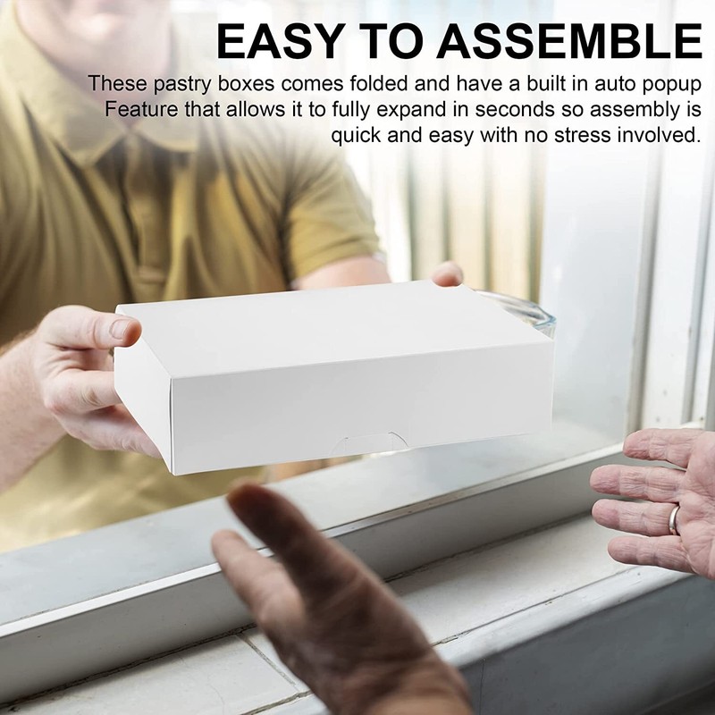 MT Products 14" x 10" x 3.5" White Donut Boxes/Bakery Boxes - Pack of 15 gallery
