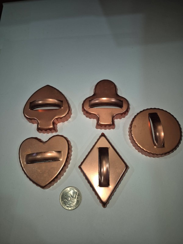 Vintage Cookie Cutters Set of 5 Coppertone Playing Card Shapes LR35