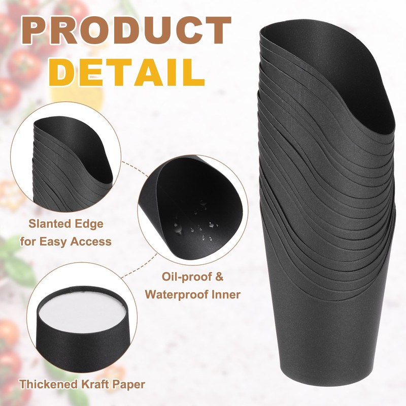 100Pcs French Fries Holder, 14oz Disposable Paper Charcuterie Cups, Black gallery
