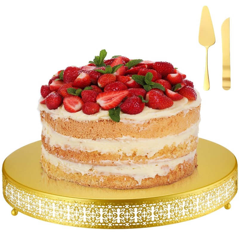 Wenqik 18 Inch Gold Cake Stand Set Metal Round Cupcake Dessert Wedding Cake S…