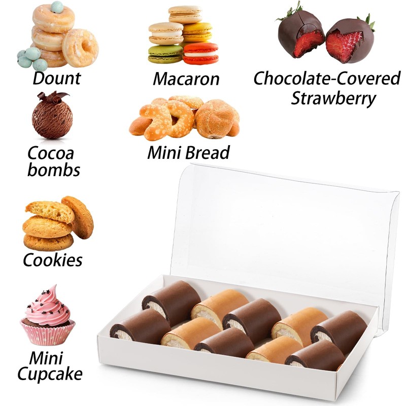 50 Pack Cookies Boxes with Full Clear Window, 9.5 x 6 x 1.25 Inch Pastry Bake... gallery