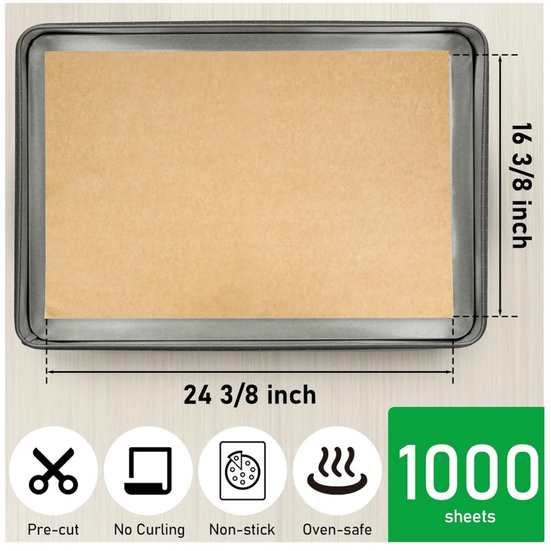 Silicone Coated Parchment Sheets 16x24, 1000 Pack