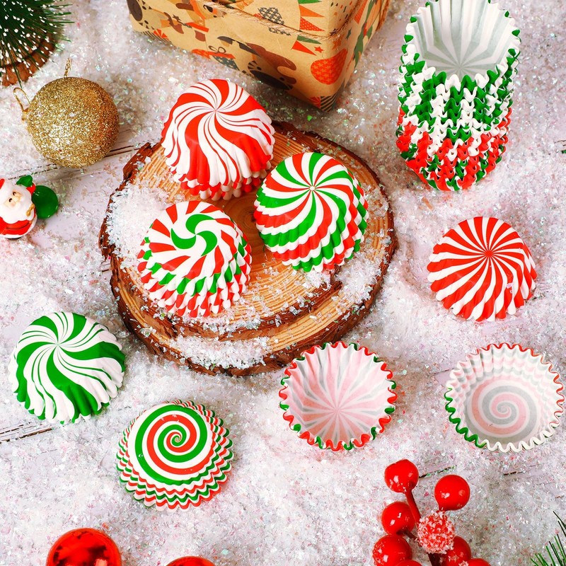 800pcs Christmas Mini Cupcake Liners Cupcake Candy Pattern Baking Cups Mini gallery