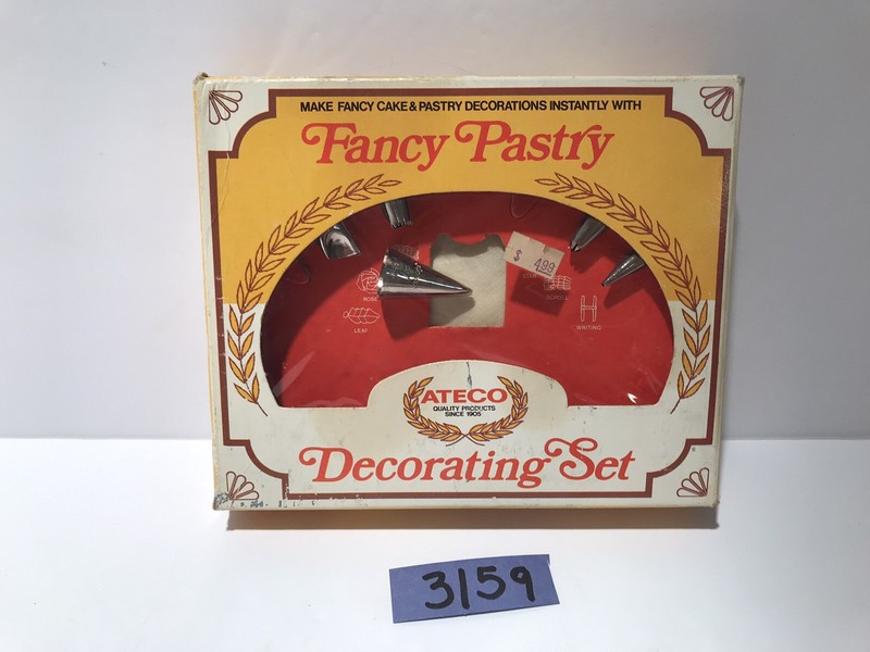 VTG ATECO Cake Decorating Frosting Tips Kit Metal Fancy Pastry Instructions NEW gallery