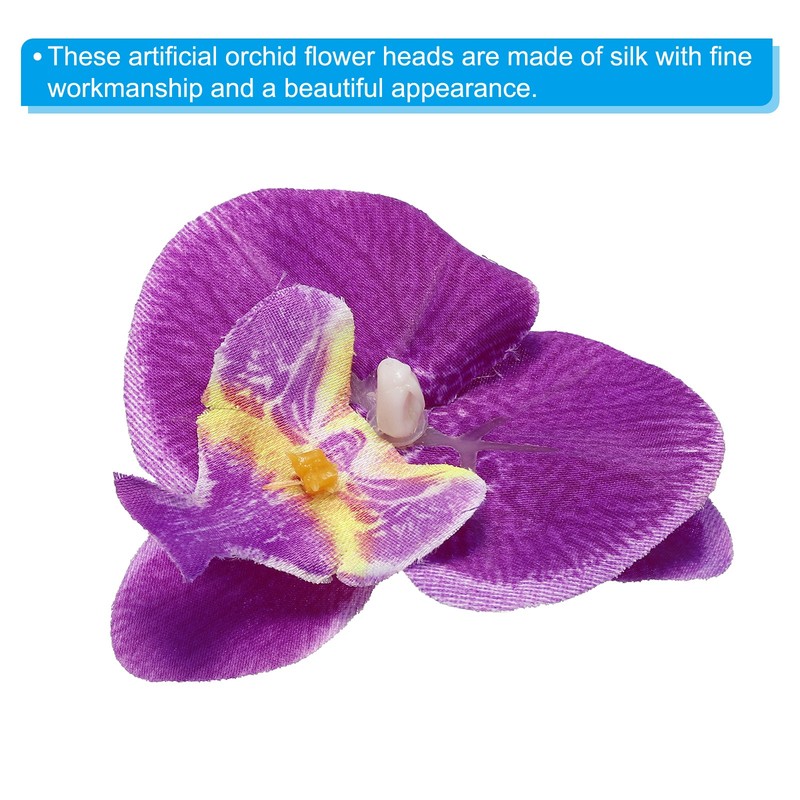 2.8" Artificial Orchid Flower Heads, 80pcs for Floral Decoration, Dark Purple gallery