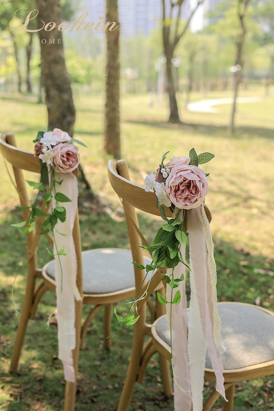 Lookein Set Of 8 Pew Flowers For Wedding Ceremony Chair Decorations Bench gallery