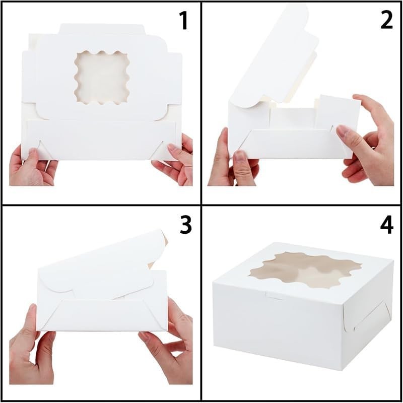 48pcs Small Bakery Boxes with Window - 6x6x3 Treat, Pastry, Dessert, Cookie Boxe gallery