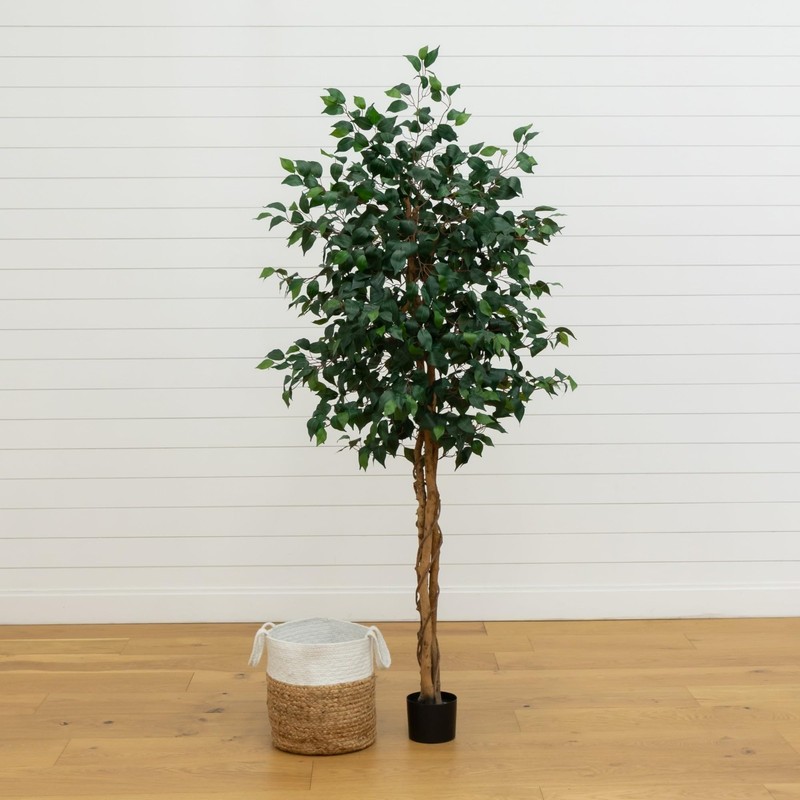 Nearly Natural 6Ft. Triple Trunk Ficus Artificial Tree Natural Trunks In gallery