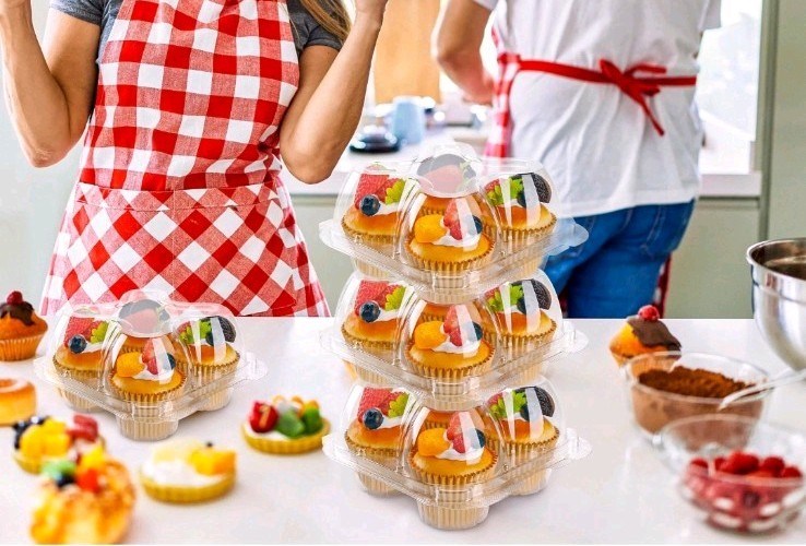 4 Compartment Cupcake Containers 30 Pack Holder with Connected Airtight Lid gallery