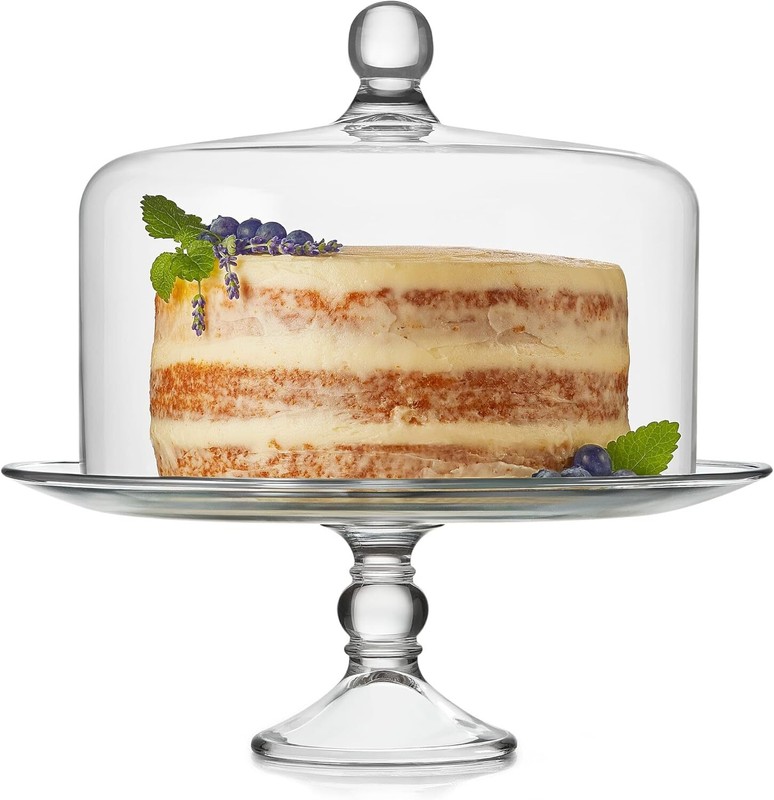 Glass cake stand with domed lid, curved footed glass cake stand Glass domed lid gallery
