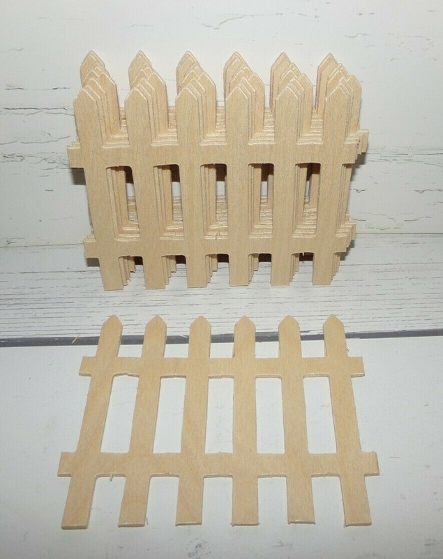 Dollhouse or Christmas Village Yard Wood Fence Sections