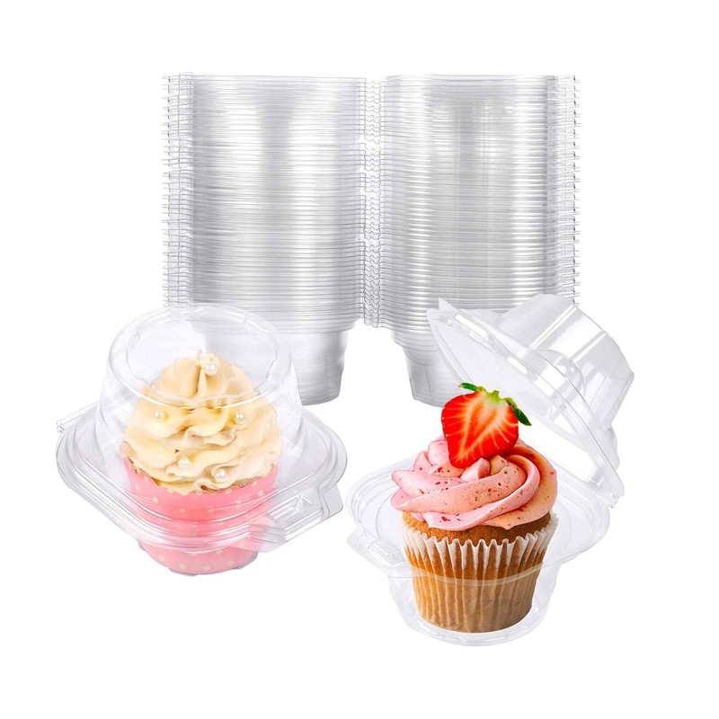 NPLUX 50 Pack Individual Cupcake Containers Plastic Standard, Clear