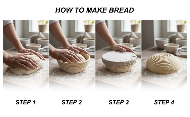 5 Inch Mini Banneton Bread Proofing Basket Set of 4, Easy-Clean Round gallery
