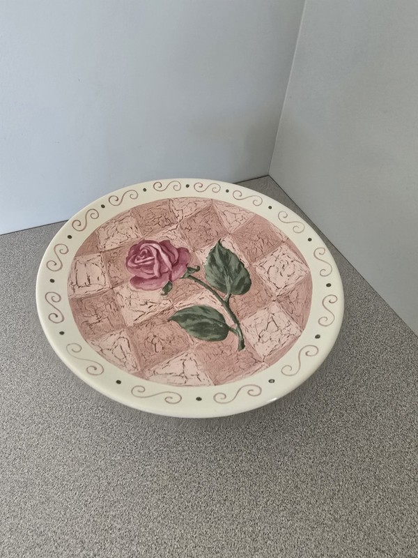 Once Upon A Rose Pedistal Cake Plate Tea Rose Collection Discontinued EUC gallery