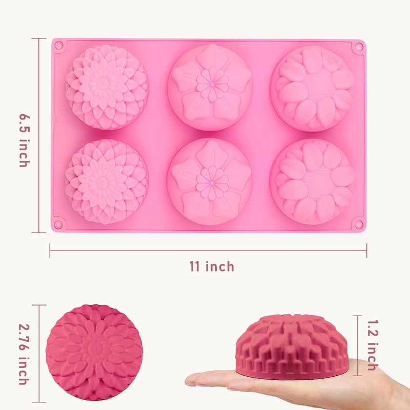 Silicone Soap Molds, different Cavities Mold with 3 Pcs Flower 1 gallery