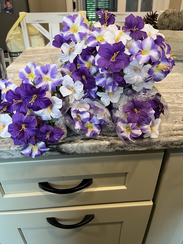 10 Bundles Artificial Pansy Flowers White&purple NEW gallery