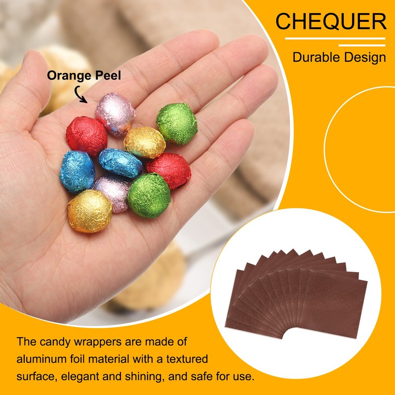100pcs Candy Foil Wrappers6 x 6Inch Chocolate Bar Wrappers(Coffee Orange Peel)] gallery