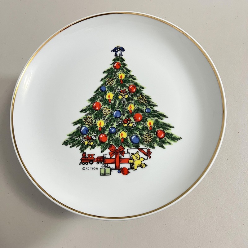 Vintage Mount Clemens Pottery Christmas Tree Pedestal Cake Stand Plate Japan