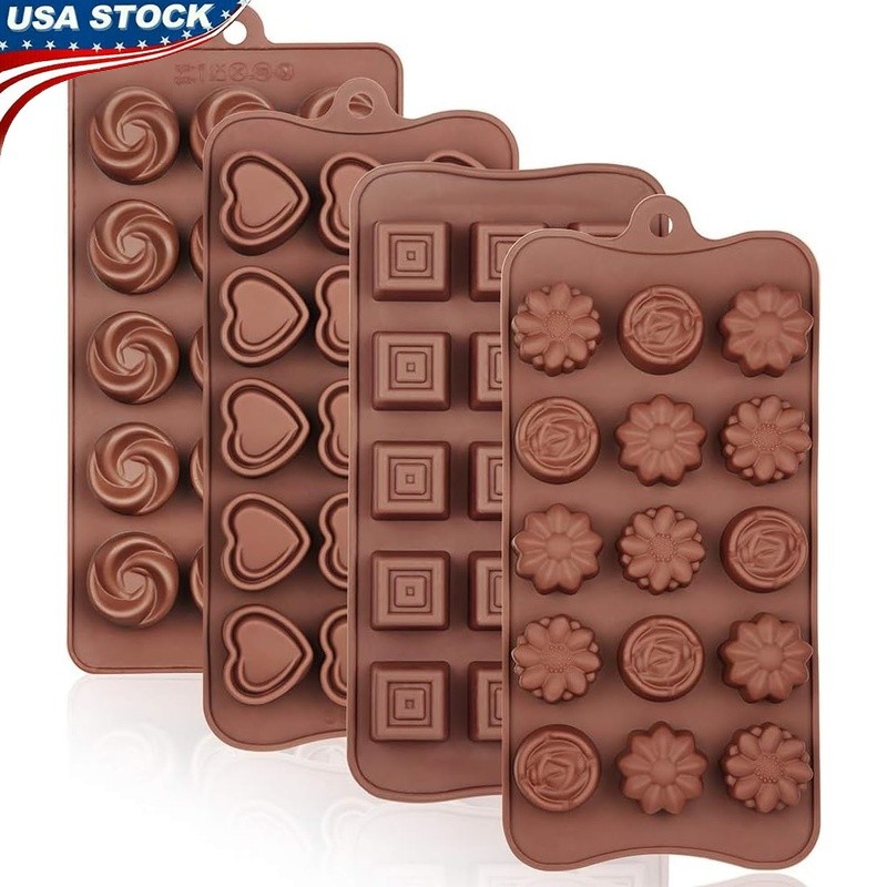 Non Stick Silicone Candy Chocolate Molds Reusable Durable Baking Tools 4 Pack US