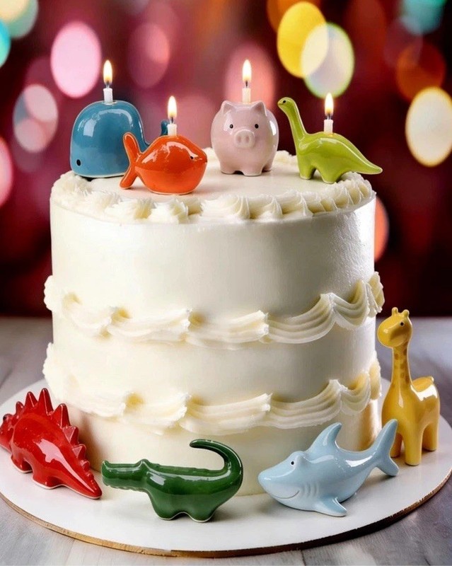 Cake Toppers Colorful Animals Kids BIRTHDAY CANDLE HOLDERS Set of 8 By Tag EUC