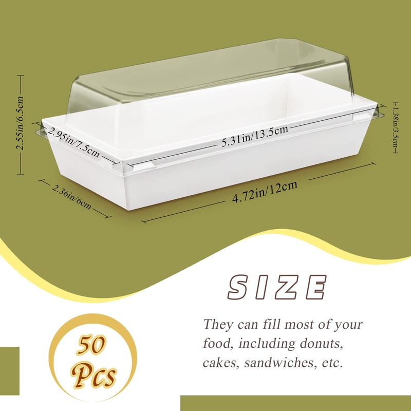 50 Pack Charcuterie Boxes with Clear Lids,4.7 Inch Small White Rectangular Di... gallery
