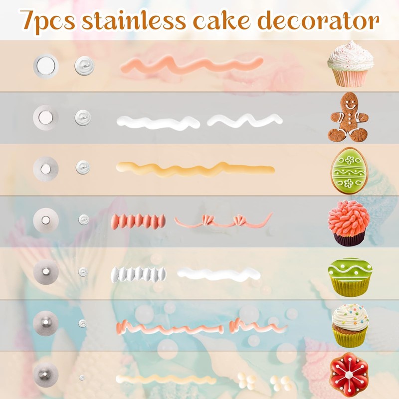 7 Pcs Round Hole Piping Tips Set Stainless Steel Cupcake Frosting Nozzles Cak... gallery