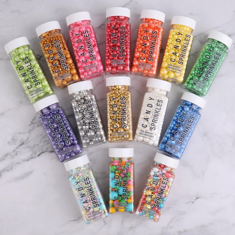 Sprinkles for Cake Decorating, 4.6oz Silver Pearl Mixed sizes, gallery
