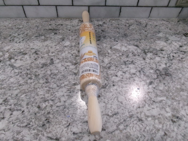 Rolling Pin, Snowflakes & Floral Design, Wooden Embossing, Natural, 14" ** NEW gallery