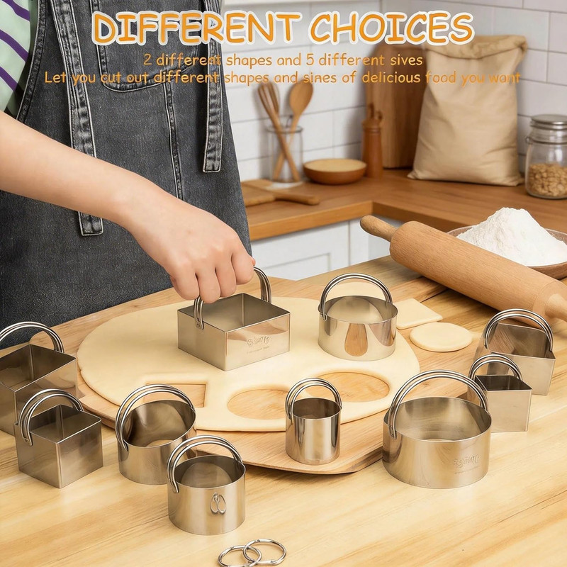 Cookie Biscuit Cutters for Baking Set of 10 Pcs, Square and round Cookie Biscuit gallery