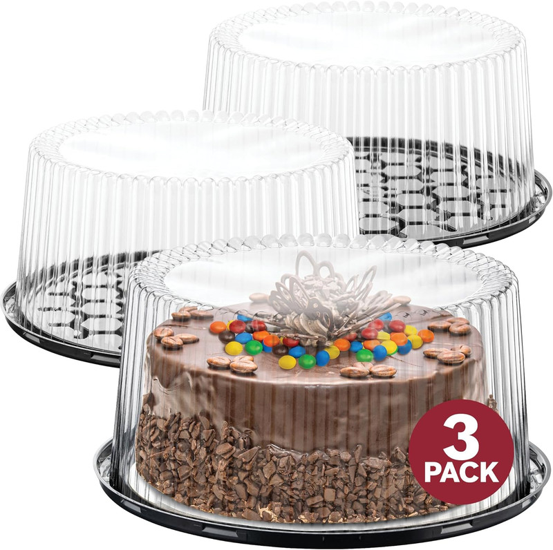 10-11" Plastic Disposable Cake Containers Carriers with Dome Lids and Cake Board gallery