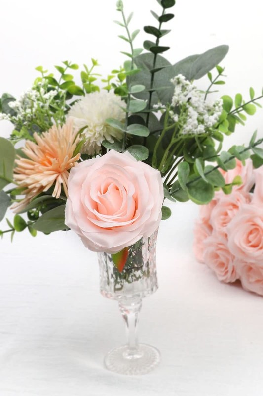Lvefit Artificial Rose Flower Blush Flowers Pink Roses Silk Flowers 12 Pcs Long gallery