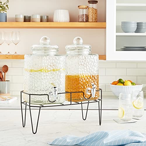 210266-GB 1.5 Gallon Each Glass Beverage Drink Dispensers with Metal Clear gallery