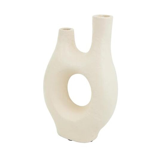 Paper Mache Decorative Vase Abstract Rounded Centerpiece 9″ x 4″ x 14″ Beige