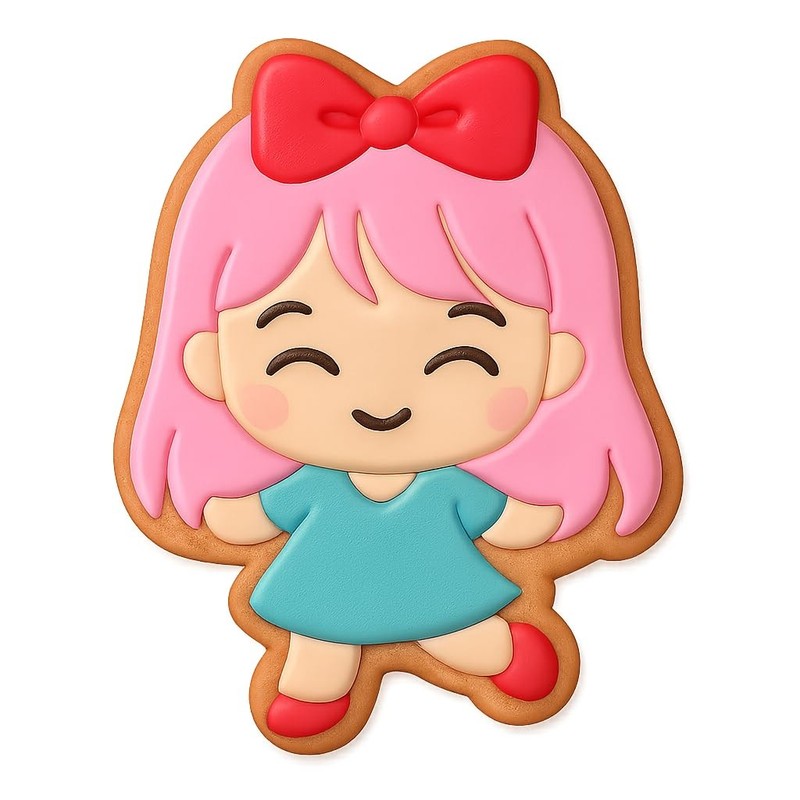 Chibi Girl Smooth Glide Cookie Cutter & Stamp, Fondant & Clay - 4x3.3" gallery