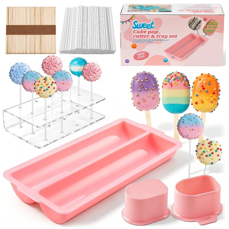 Cake Pop Mold Kit, Including Circle Cake Pop Cutter, 9 Inch DoubleTray, Cake …